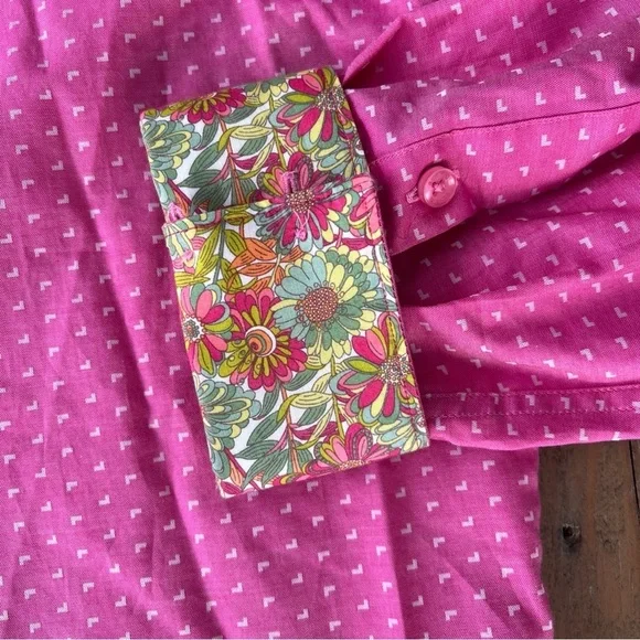 Bertigo pink slip cuff floral button down shirt men’s medium - Picture 3 of 10